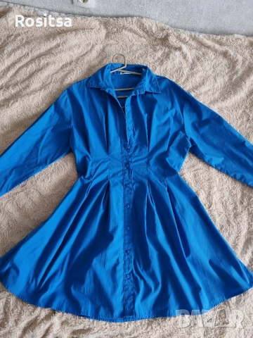 Синя разкроена рокля, снимка 4 - Рокли - 54014979