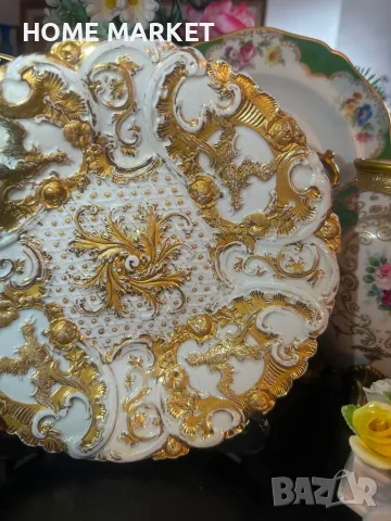 Meissen Germany  “ Злато и блясък” блестящо плато от най-добрата немска манифактура , снимка 4 - Антикварни и старинни предмети - 55529123