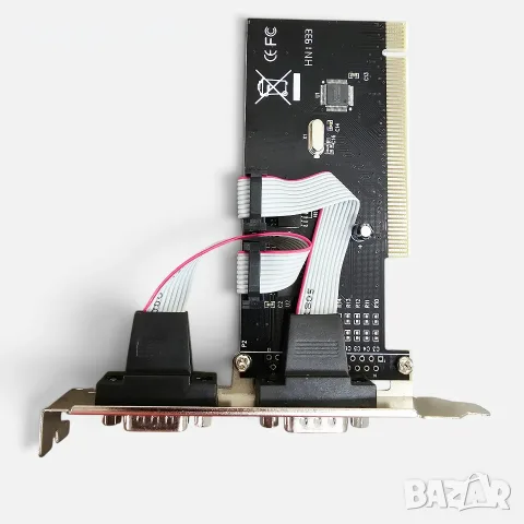 Ком порт 2 Ports PCI към COM 9Pin Serial Port RS232 Card Adapter /Слим, снимка 2 - Части за лаптопи - 40248255