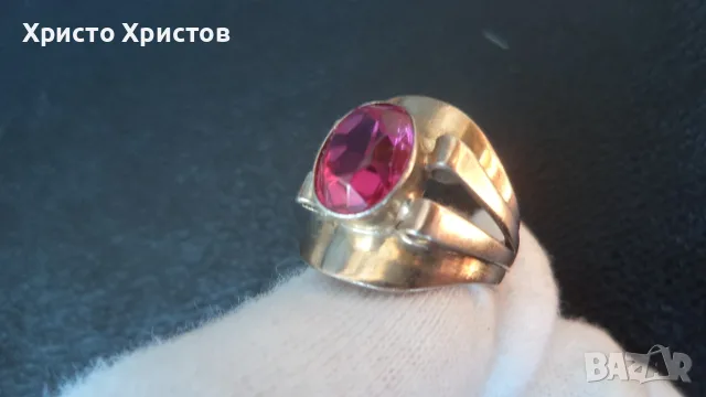 Руски сребърен винтидж пръстен с позлата, снимка 2 - Пръстени - 55539546