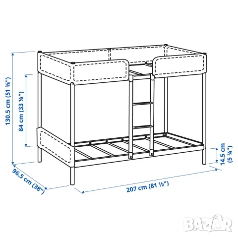 Продавам двуетажно легло Ikea - Tuffing без матраци