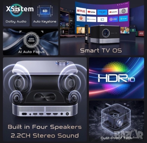 Смарт видеопроектор AURZEN BOOM 3, снимка 6 - Друга електроника - 54306816