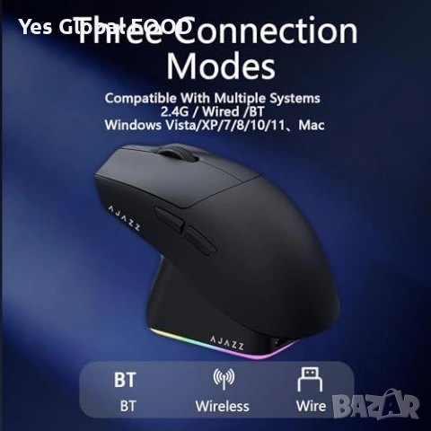 AJ139P V3 безжична геймърска мишка 24K DPI RGB, снимка 2 - Клавиатури и мишки - 54549061