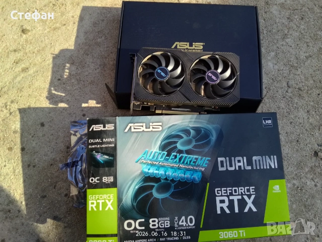 Asus dual mini Geforce RTX 3060 TI 8GB 8-pin, снимка 2 - Видеокарти - 54936348