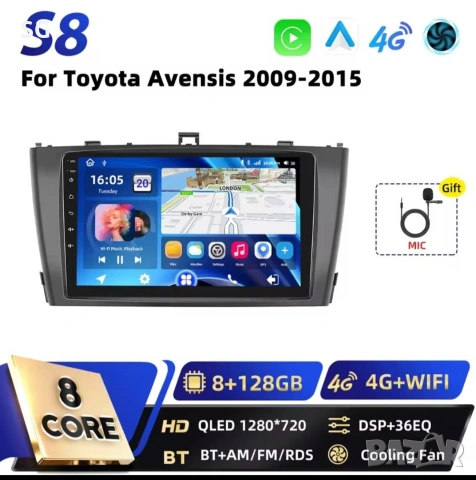 Андроид мултимедия за Toyota Avensis T27 128/8 RAM