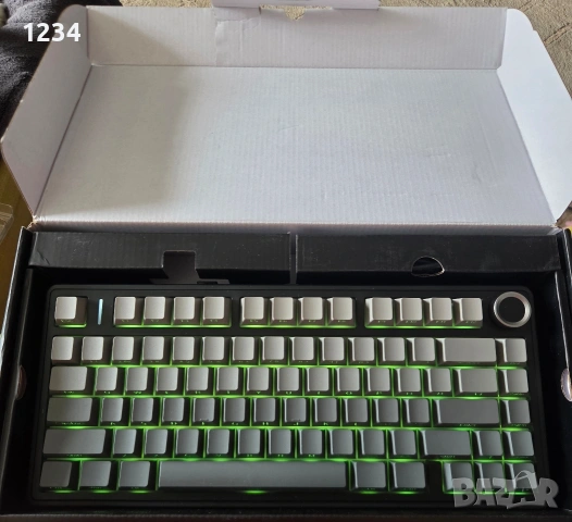 Механична геймърска клавиатура, Aula F75 бяло Hotswap RGB уплътнение, Bluetooth/безжична връзка