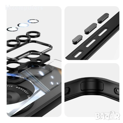 Магнитен Калъф за Samsung Galaxy A37 5G с Въртящ се Пръстен - PC+TPU, 360° стойка, Със стъкло, 6 цвя, снимка 9 - Калъфи, кейсове - 54053313