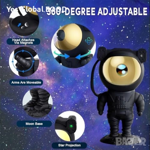 Астронавт проектор звездно небе с дистанционно, снимка 2 - Друга електроника - 53983714