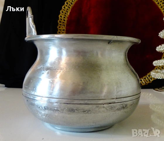 Калаено менче 800 мл., 550 гр.,печат,калаена сватба. , снимка 2 - Антикварни и старинни предмети - 54653800