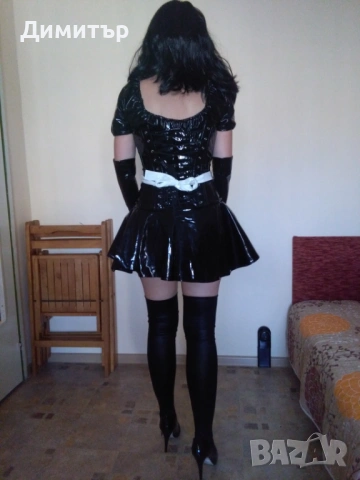 Лачена рокля камериерка прислужница M/L, снимка 2 - Рокли - 54246715