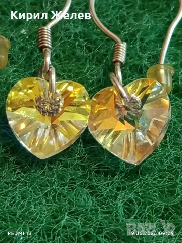 Висящи сребърни обеци Swarovski Element топъл и блестящ ефект 47073, снимка 2 - Обеци - 54965747