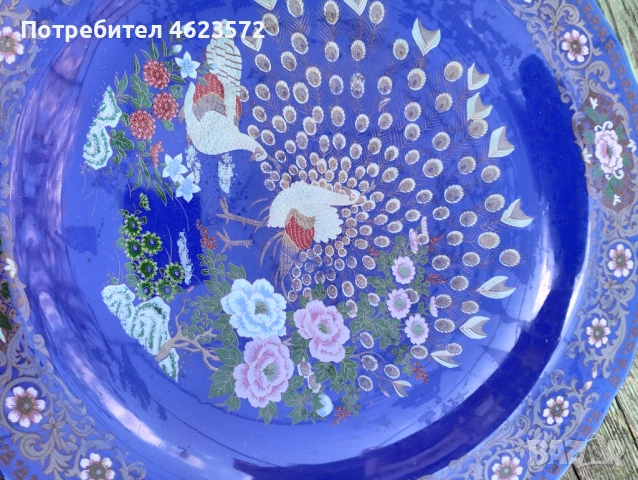 Стара голяма порцеланова чиния ръчно рисувана, снимка 3 - Антикварни и старинни предмети - 54292997