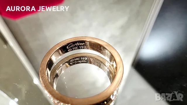 CARTIER Love Band Rose Gold Paved Diamonds Small Model Унисекс Пръстен, снимка 9 - Пръстени - 52843805