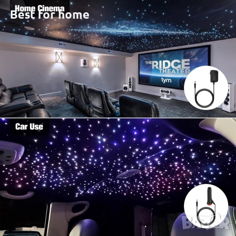 CHINLY Оптични лампи за кола/таван, блясък 16W 200 бр. *0.75 мм*2 м Bluetooth RGBW приложение, снимка 3 - Лед осветление - 54980979