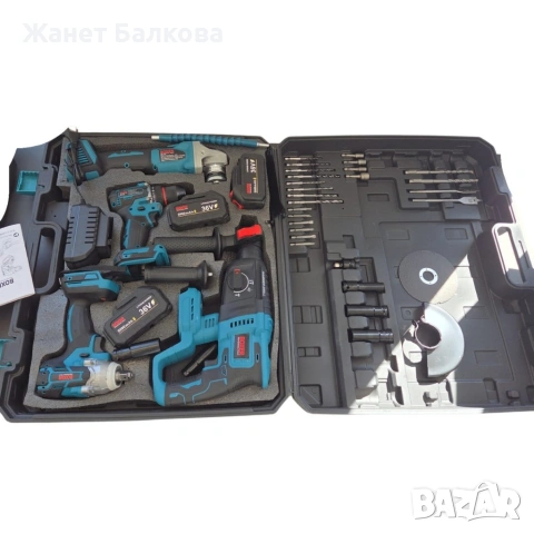 Комплект акумулаторни инструменти BOXER BX-187 – 4в1 + 3x5Ah батерии , снимка 5 - Други инструменти - 54551173