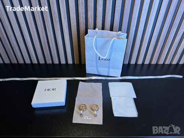 Нови Дамски Обеци Christian Dior 30 Montaigne CD Logo Pearl Drop Earrings с плен комплект аксесоари