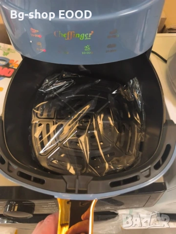 ПРОМО ЦЕНА! Фритюрник с горещ въздух Cheffinger CF‑AFRY8,1400W, 8 литра,LED дисплей, 26 х 25 х 30 см, снимка 6 - Фритюрници - 54178273