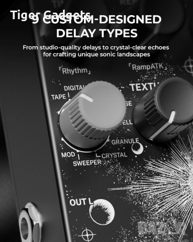 Klowra Everlast Delay – Стерео Delay педал за електрическа китара с 9 режима, Tap Tempo и RAMP функц, снимка 6 - Китари - 54940353