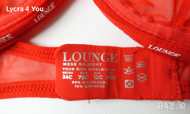 Lounge 75B червен сутиен от тюл с прозрачни чашки, снимка 9 - Бельо - 54918187
