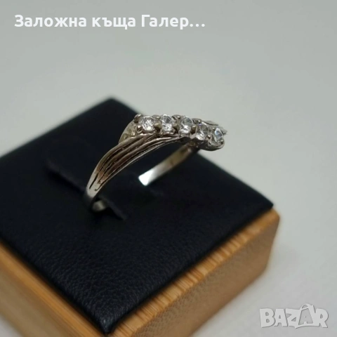 Сребърен пръстен с фианити – 925 проба, снимка 3 - Пръстени - 54214433