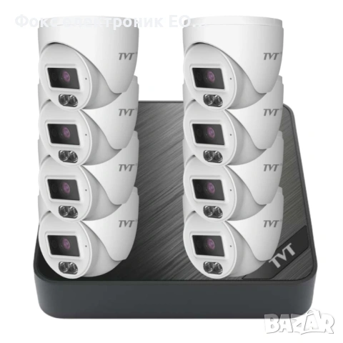TVT Комплект 8 POE куполни камери и NVR