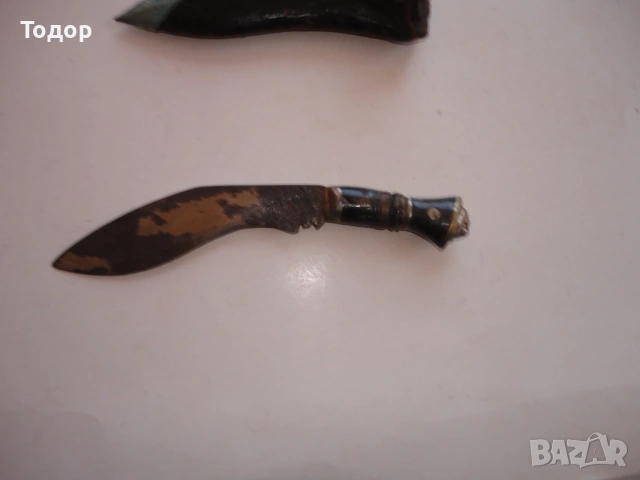 Стар нож кукри рог с кания , снимка 2 - Ножове - 54095735