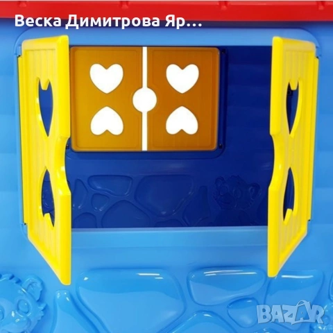 Детска градинска къщичка – Синя къща за игра на открито и закрито с отваряеми врати и прозорци, снимка 17 - Градински мебели, декорация  - 54549851
