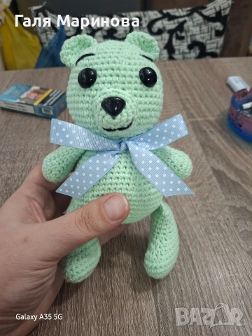 Ръчно плетено мече , снимка 3 - Плюшени играчки - 55002351