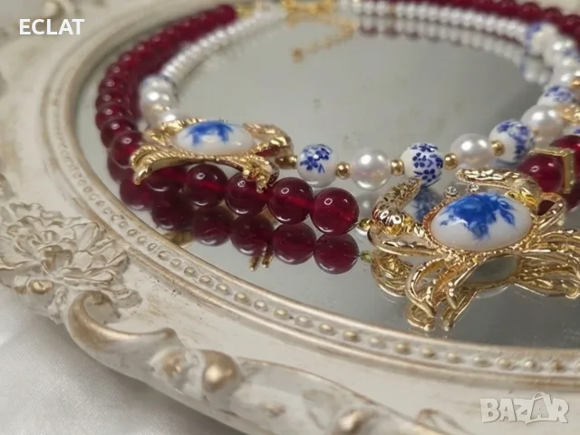 Авторски двуреден чокър Chinoiserie Crab Choker, снимка 3 - Колиета, медальони, синджири - 55445196