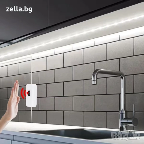 LED лента със сензор за движение, 3м, студено бяла светлина, USB 5V, SMD 2835, за кухня, баня 10105