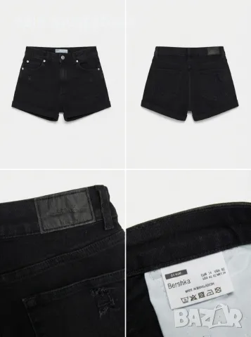 Черни дънкови къси панталони Bershka