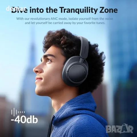 TONEMAC H7 Безжични Bluetooth слушалки с активно шумопотискане, ANC Hi-Fi аудио, 40 мм, снимка 2 - Bluetooth слушалки - 55569772