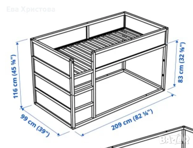 Високо легло Икеа 200/90 , снимка 2 - Спални и легла - 55328997