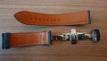 Синя кожена каишка за часовник 22 мм с разгъваща се закопчалка (Folding Clasp)., снимка 3