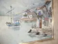 Стар морски пейзаж масло на платно. Подписана испанска творба с дървена масивна рамка , снимка 5