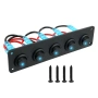 Панел с 5 ON/OFF превключвателя със синя LED светлина 12V/24V 20A – за тунинг, лодки, камиони 10306, снимка 1