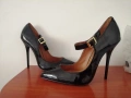 №43 унисекс - мъжки/дамски обувки на висок ток с остър връх и закопчаване с катарама -Hey Si Mey , снимка 4