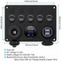 Панел за вграждане с 5 бутона, USB, 12V и волтметър, снимка 4