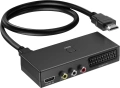 3 в 1 SCART / RCA / HDMI към HDMI конвертор – видео адаптер за TV, PS5, Wii, VHS, DVD и ретро конзол, снимка 1