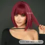 Къса права перука каре виненочервена с бретон 30 см, снимка 5