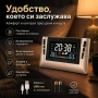 Цветна дигитална метеорологична станция с часовник, температура, влажност и аларма, снимка 3