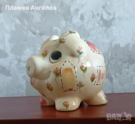 Винтидж керамична касичка"Прасенце" с флорални мотиви 70те-80те години. , снимка 4 - Декорация за дома - 54435618