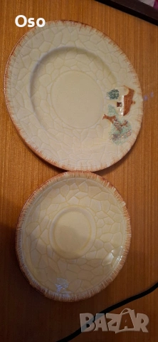 Ръчно рисувани винтидж английски чинии Shorter & Son (England) – релефен рустик лот