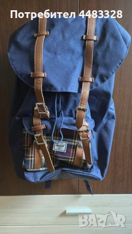 Herschel Little America раница 25L тъмносиньо с кафяви каишки, снимка 3 - Раници - 54988227