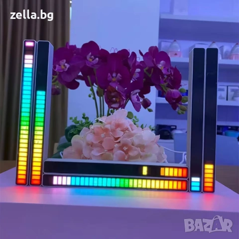 RGB LED лента с аудио активация, 32 LED диода, USB-C | Музикален VU метър за гейминг 10257, снимка 10 - Нумизматика и бонистика - 54661893