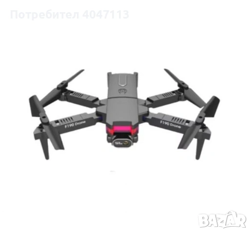 Дрон F190 с 4K камера, LED светлини и WiFi – Черен модел с висока маневреност и интелигентни функции, снимка 2 - Дронове и аксесоари - 54815665