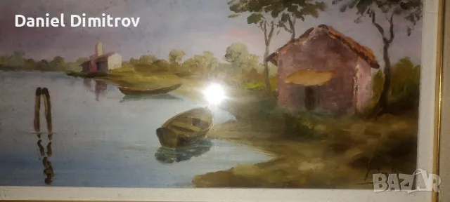 Стара картина с лодки, снимка 3 - Картини - 55406448