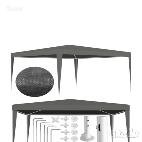 Сгъваема градинска шатра 3x3 м – Здрава метална конструкция, регулируема височина, снимка 7 - Градински мебели, декорация  - 54117548