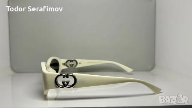 Слънчеви очила Gucci GG Oval – Слонова кост / Крем / Метално Interlocking G лого, снимка 2 - Слънчеви и диоптрични очила - 55612083