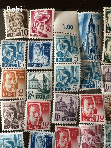 Немски колекционерски лот пощенски марки Baden-Wuertemberg 1947-48г, снимка 9 - Филателия - 55526316